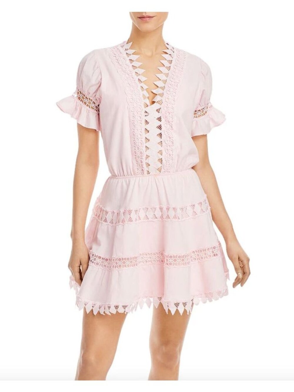 Peixoto Ora Embroidered Mini Dress Pink Womens Size Large
